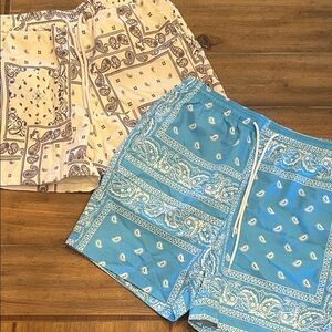 Men’s Set of 2 Bandana Patterned Shorts Sz M